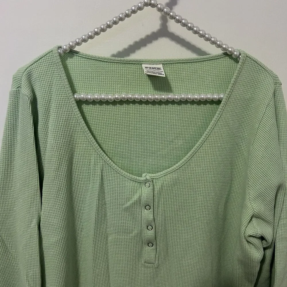 Victoria's Secret lounge top, sleep top, Green size XXL Waffle Thermal Knit